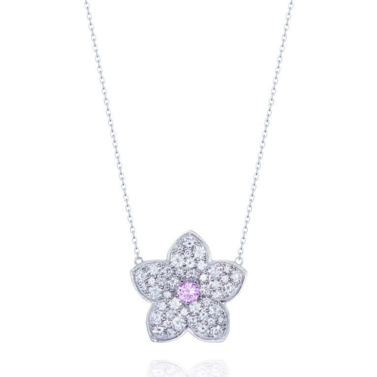 Single flower pendant pink sapphire