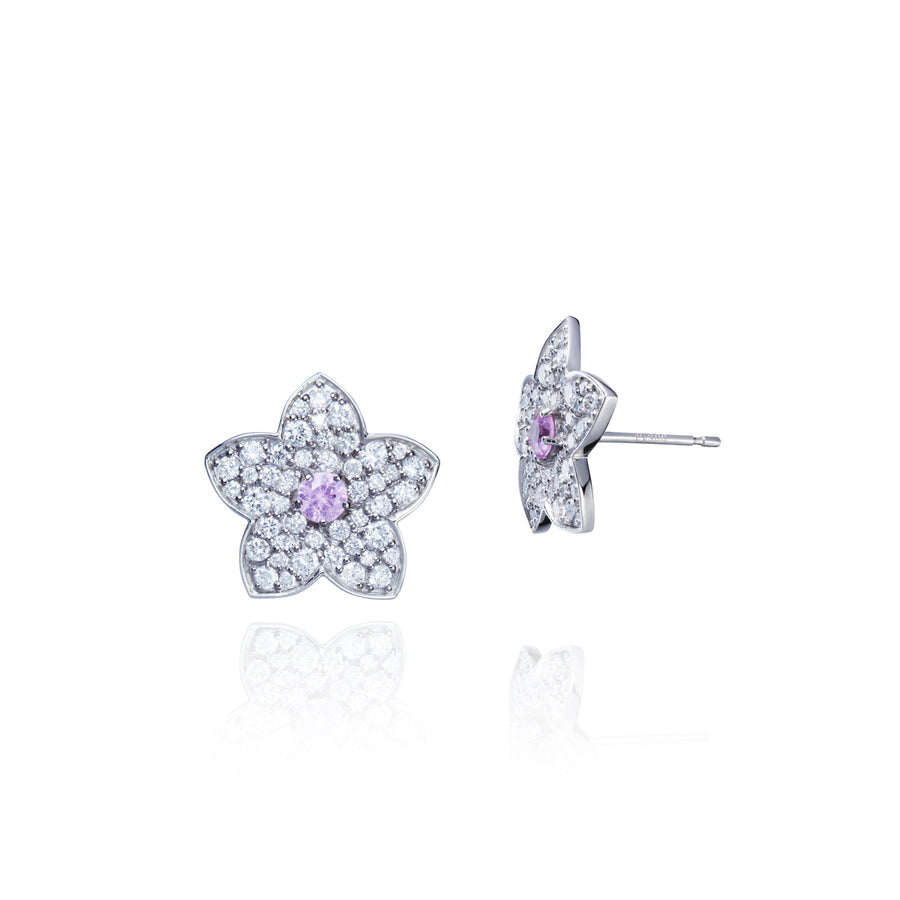One flower earring pink sapphire