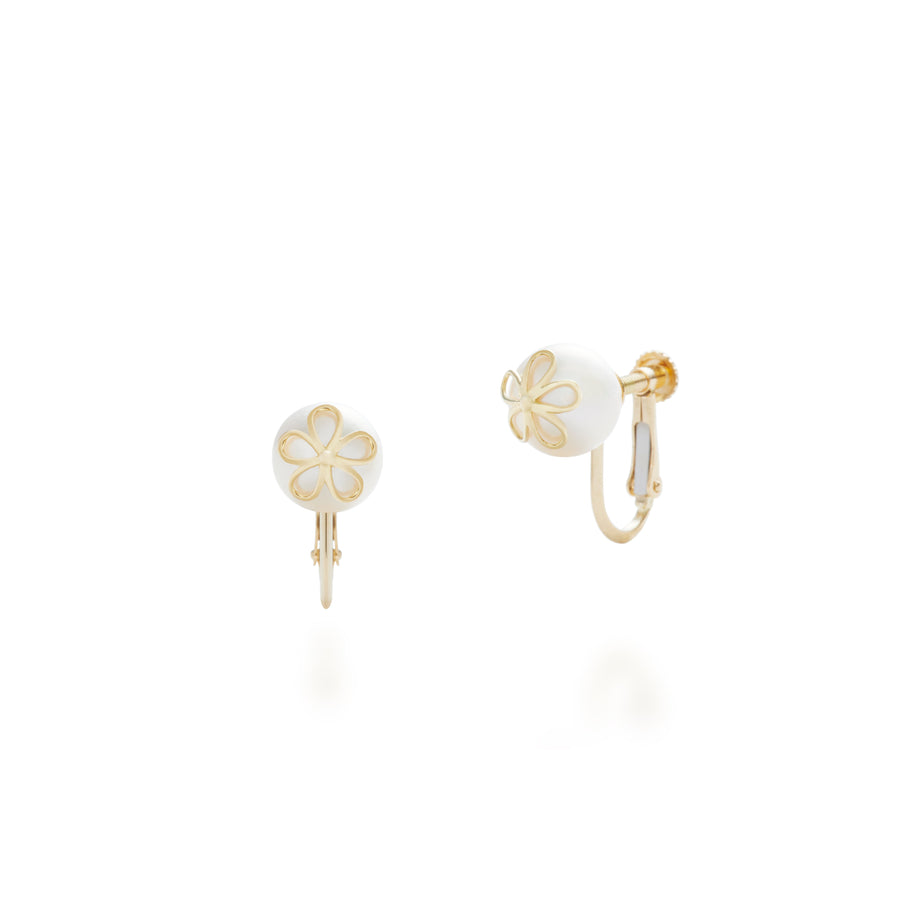 Flower pearl earrings K18YG