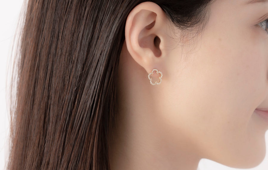桔梗紋ミニピアス (Kikyo Crest mini pierced earrings K18YG)
